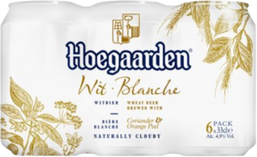Hoegaarden witbier sixpack blikjes Hoegaarden witbier sixpack blikjes